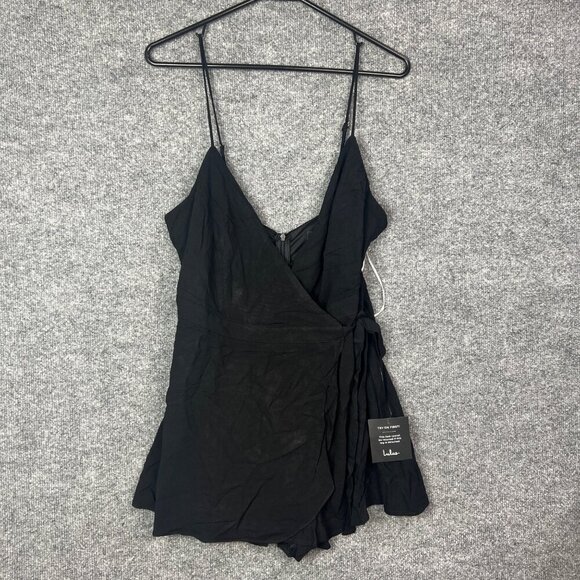 NWT LULUS Wrap Dress Skort Romper Medium Ruffled Midi Tying Belt Size M - Picture 2 of 8